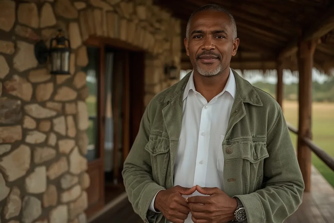 Founding General Manager on lodge veranda, Tanzania